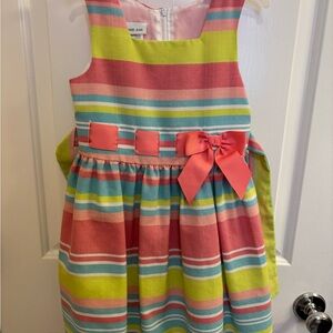 Bonnie Jean Pink Sundress with Square Neck Sleeveless Design